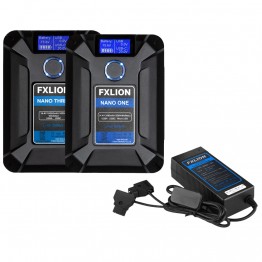 FXLION 나노 원 + 나노 쓰리 V마운트 배터리 D-Tap 듀얼 충전기 세트