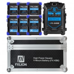 FXLION BP-M300 V마운트 배터리 6개 + 4구 고속충전기 + 하드케이스 풀세트