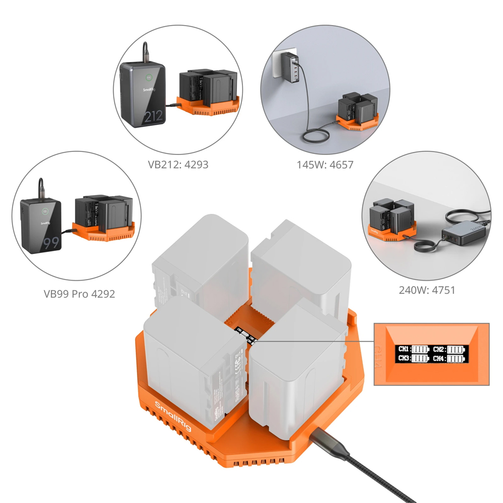 스몰리그 소니 NP-F970 4채널 카메라 배터리 충전기 PD 100W 고속 충전지원 4837