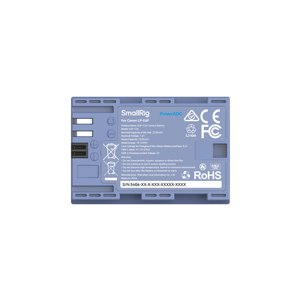 스몰리그 캐논 LP-E6P 카메라 배터리 USB-C 충전식 KC인증 5406