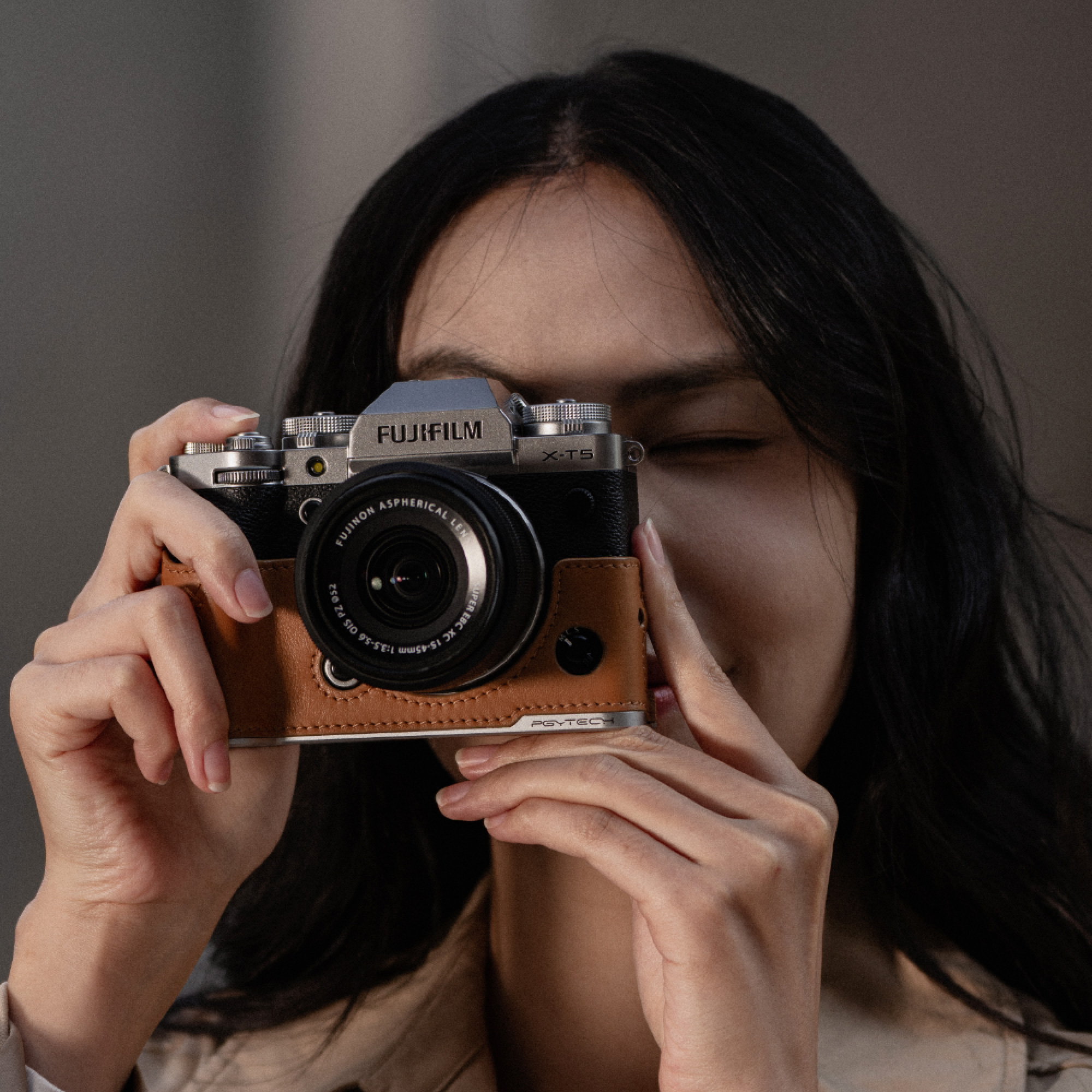 피지테크 가죽 카메라 케이스 후지 X-T5 브라운 P-CB-553