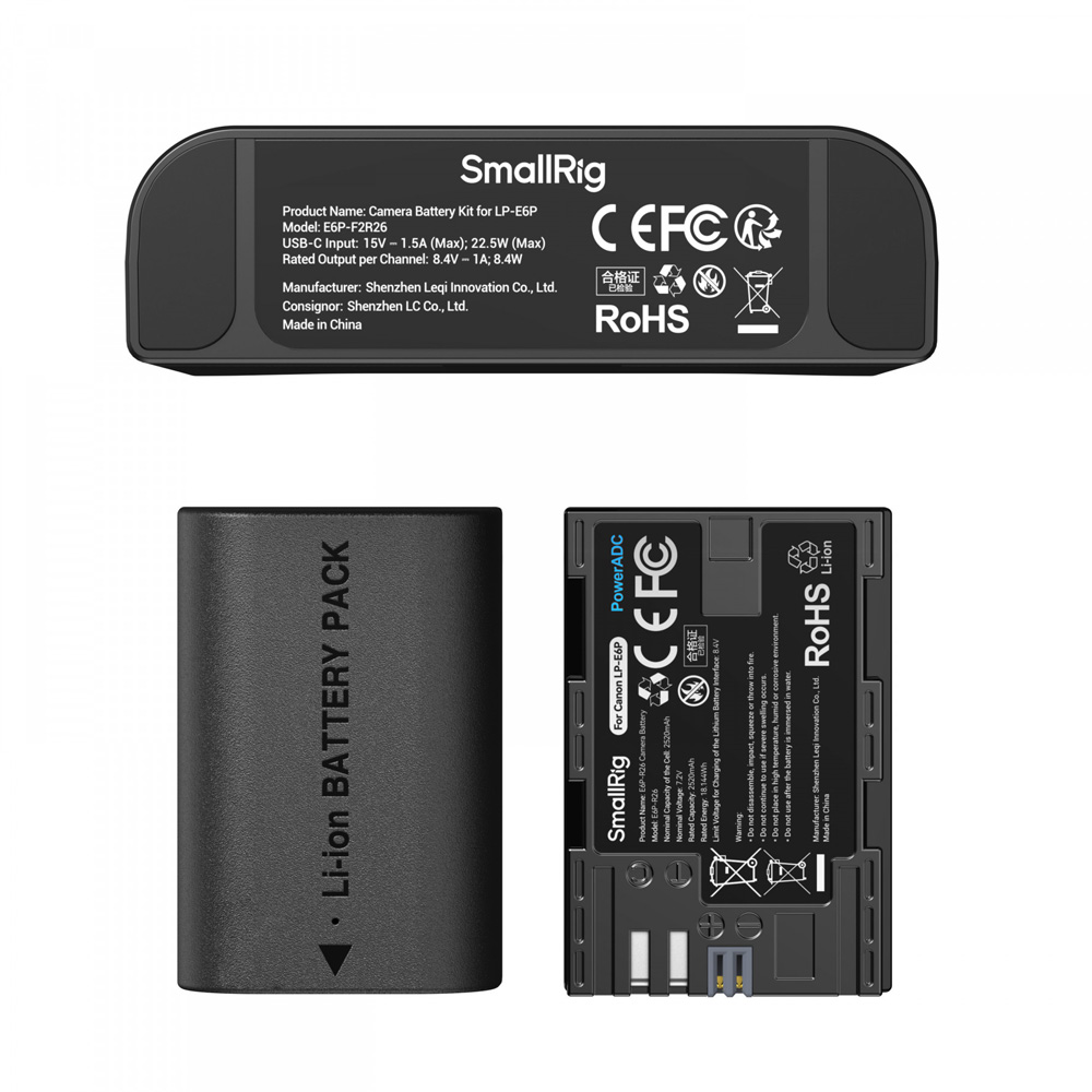 스몰리그 5485 캐논 LP-E6P 카메라 배터리 PD 3.0 고속 충전기 키트