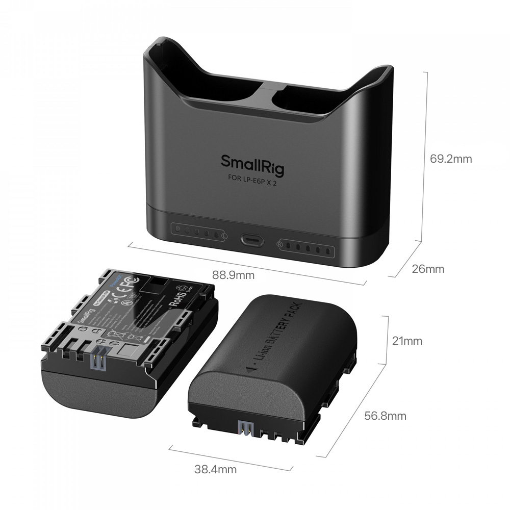 스몰리그 5485 캐논 LP-E6P 카메라 배터리 PD 3.0 고속 충전기 키트