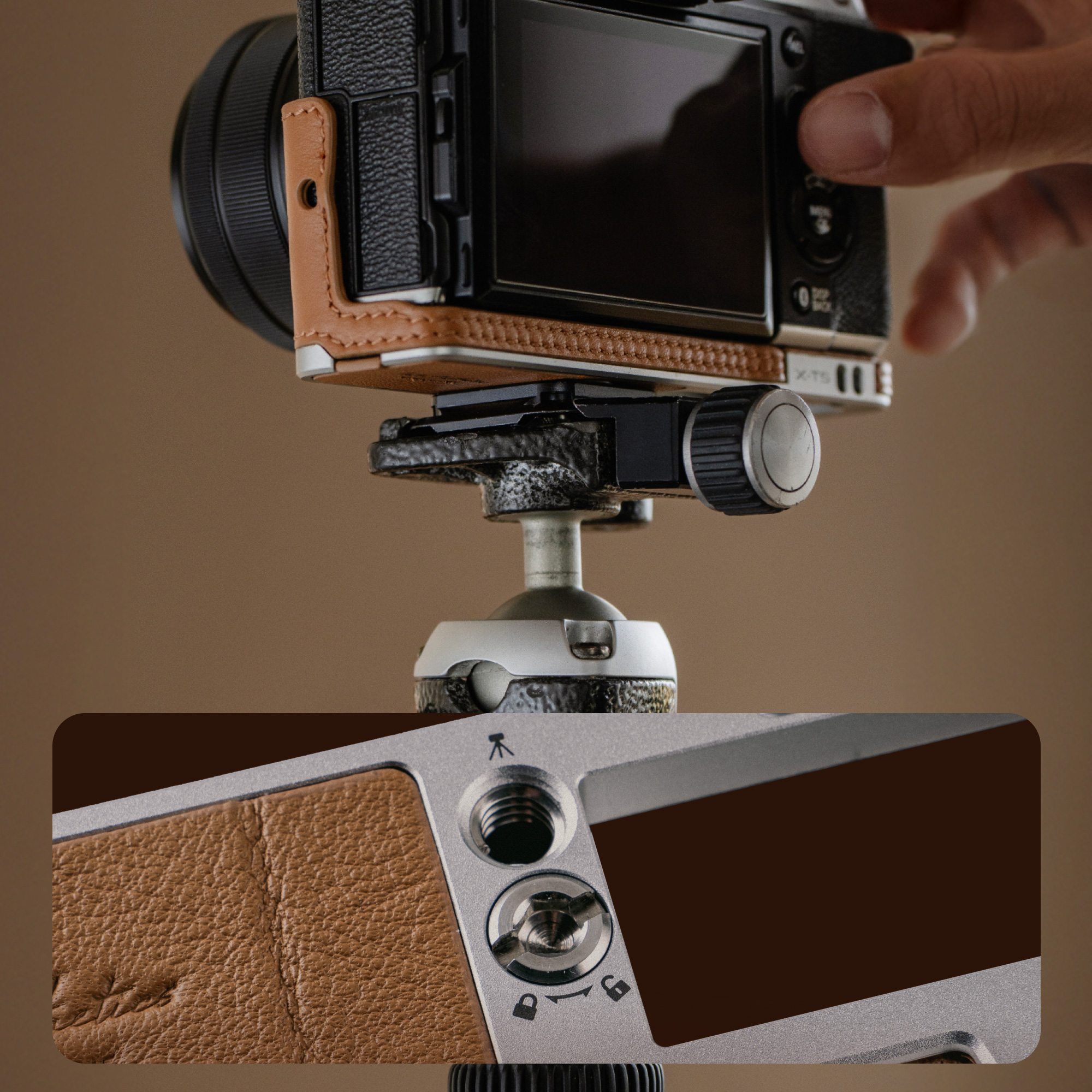 피지테크 가죽 카메라 케이스 후지 X-M5 브라운 P-CB-544