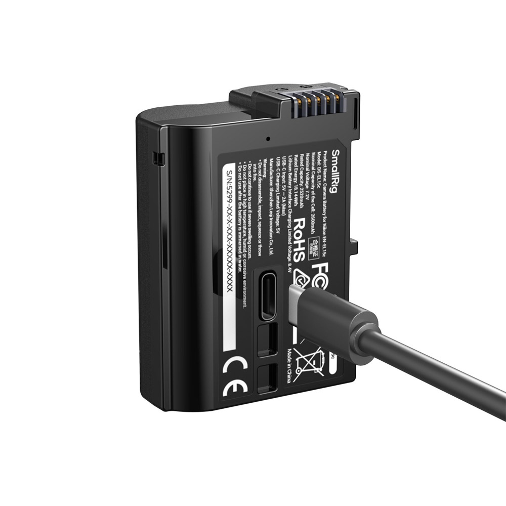스몰리그 5299 니콘 EN-EL15c USB-C 충전식 카메라 배터리 디스플레이 탑재
